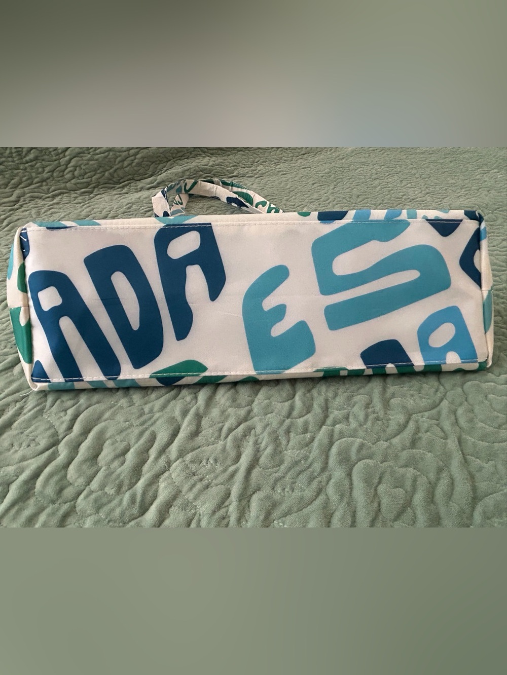 Escada Tote Bag with Teal & Blue Typographic Logo Lettering - Picture 4 of 6